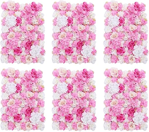 Sharplace 6 Pieces Artificial Rose Flower Wall Panel Wedding Party
