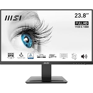 MSI PRO MP243X Monitor 24″ IPS FHD (1920×1080), 100Hz, 1ms, altoparlanti integrati, Eye-friendly, FreeSync, 1x HDMI e 1x DP, VESA