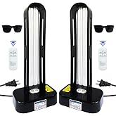 BAIMNOCM 2-Pack 38W Dual-Tube UV Lamp with Ozone &amp; Ozone-Free Bulbs &ndash; Automatic Delay Start for Room, Basement, Office, Commercial Use