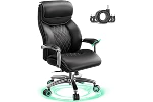 COZICRADLE Big and Tall Office Chair with Wide Area Armrest, 600lbs Heavy Duty Desk Chair with Adjustable Lumbar Support, PU Leather High Back Ergonomic Executive Computer Chair with 3'' Silent Casters