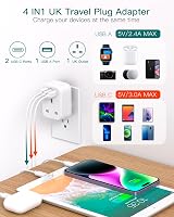 Addtam UK to US Plug Adapter 4 in 1 with 1 USB & 2 USB-C Ports Type B view 3