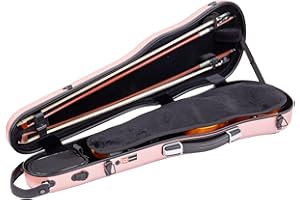 Crossrock Strong and Lightweight Carbon Composite, 4.3lb only, support 330lb pressure in Rose Gold Shaped 4/4 Violin Case (CRF4000SVRG)