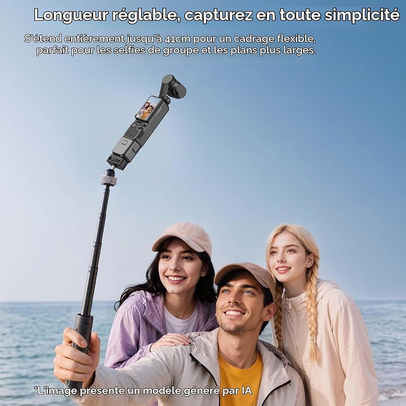 MT95 Mini Trépied Magnétique, Selfie Stick à Fixation Rapide Télescopique 17-41 cm pour Caméra d'action, Perche à Selfie avec Tête Rotative 360° (1/4'' Filetage) — photo 8 sur 8
