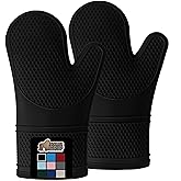 Gorilla Grip Heat and Slip Resistant Silicone Oven Mitts Set, Soft Cotton Lining, Waterproof, BPA-Free, Long Flexible Thick G