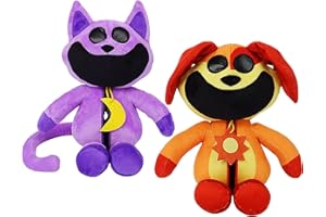 enttgo Smiling Plush Cat Critters Plush,12 Inches Plush Stuffed Animal Pillow Doll Toy Gift for Kids Children (Catnap + Dogday)