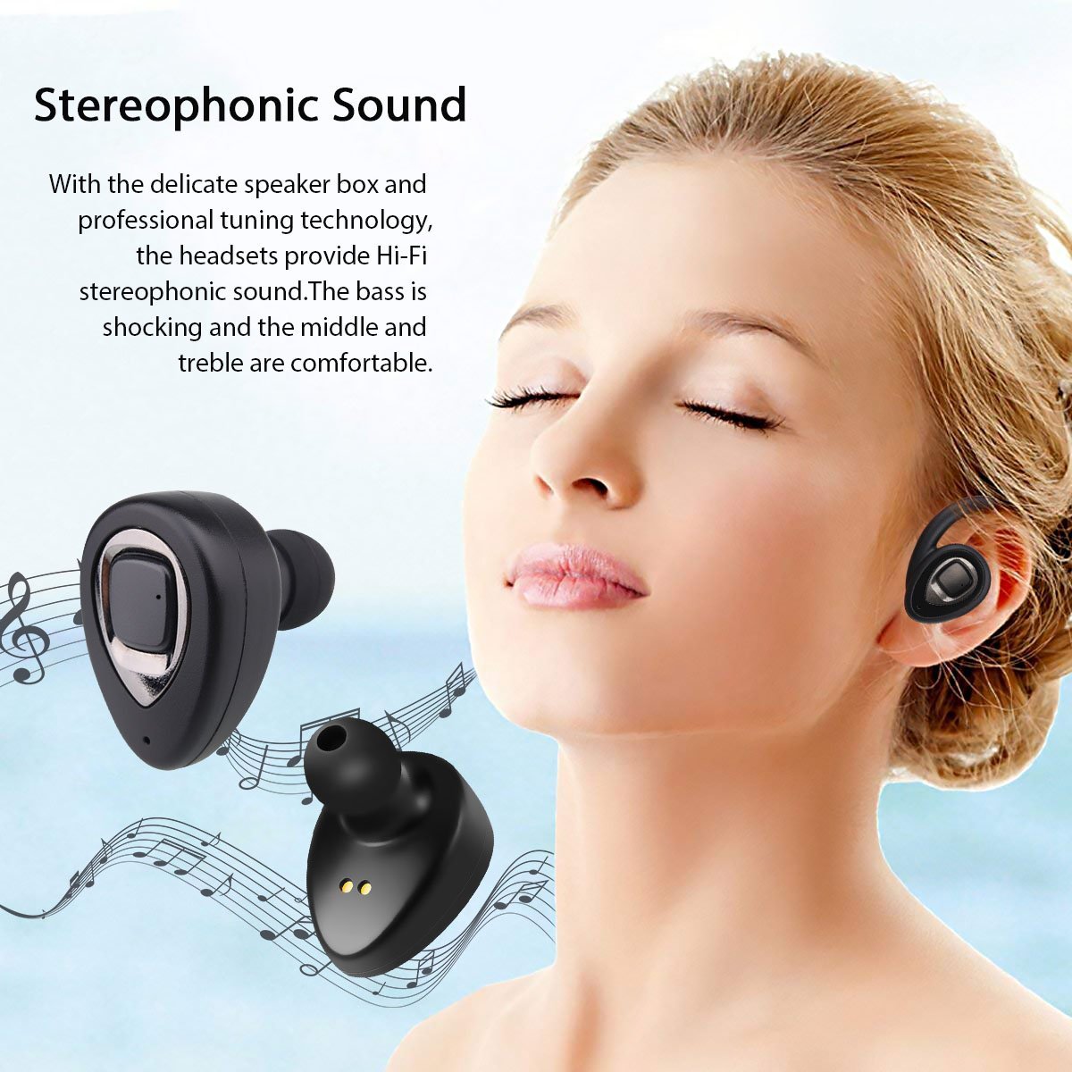 Bluetooth Earbuds - HiFi Stereo Ultralight Sport Wireless Earbuds, Portable Charging Box-Support Wireless Charge, In-Ear Bluetooth Headphones w/Mic for iPhone iPad Android(K5C-metallic)