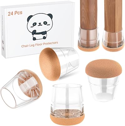 Meldel Silicone Chair Leg Protectors 24Pcs Clear Floor Save Noise