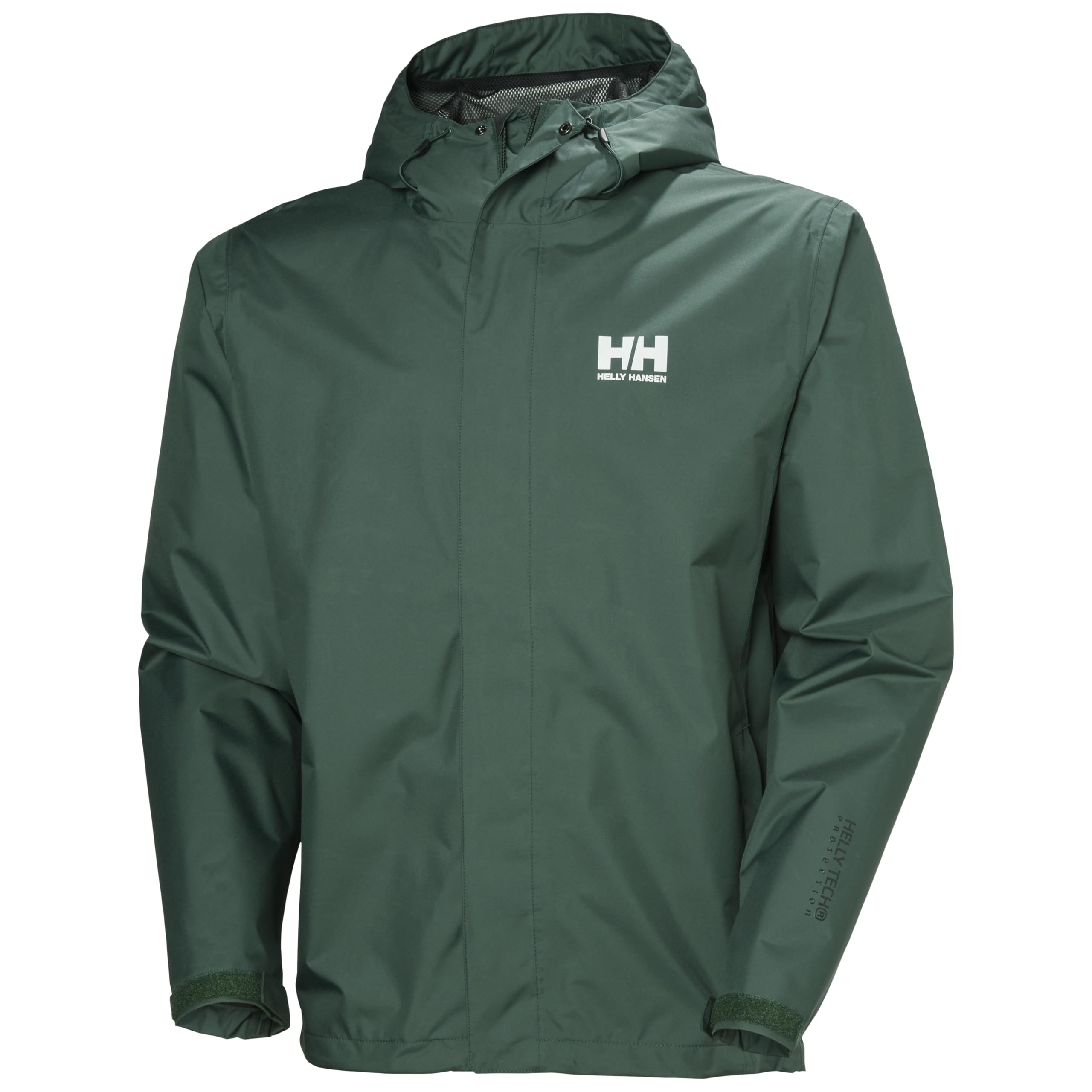 HELLY HANSEN Men’s Seven J Waterproof Windproof Breathable Rain Jacket, 390 Jungle Green, X-Large