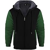 V VALANCH Men Hoodies Zip Up Sherpa Lined Sweatshirts Heavyweight Thick Warm Fleece Winter Jacket