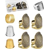 ZMAAGG Thimbles for Hand Sewing, 8 PCS Sewing Thimble, Metal Thimble | Thimbles for Hand Embroidery, Thimbles for Hand Quilting, Leather Thimble for Sewing, Embroidery