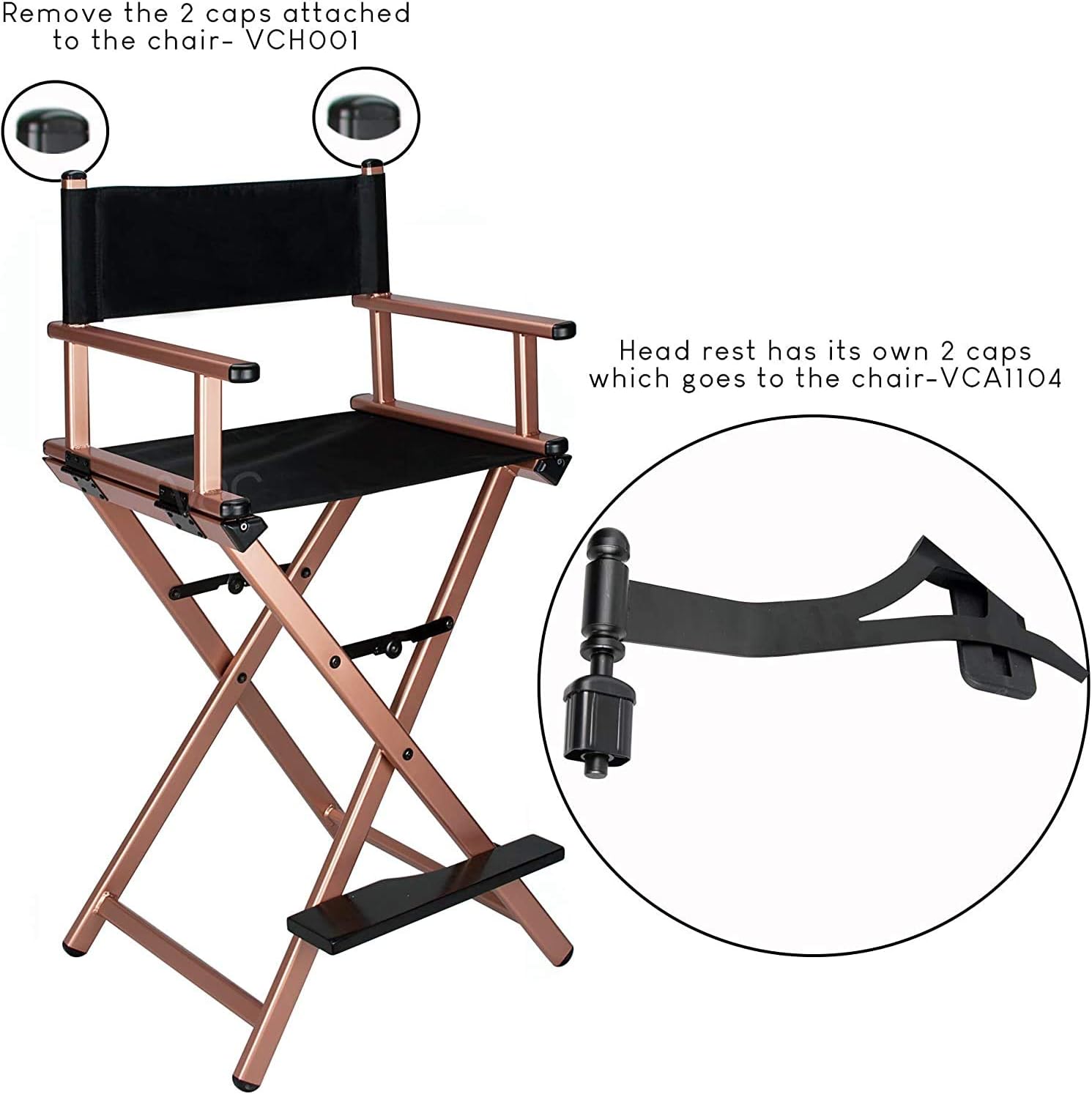 Folding Makeup Artist Chair Directors Chair, Portable Chair, Foldable Aluminum Makeup Chair with Head Rest(Color:Black): Home & Kitchen