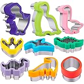 Dinosaur Cookie Cutters 9 Set, Nifogo Stainless Steel Shaped Cookie Candy Food Cutters Molds for DIY, Kitchen, Baking, Kids Dinosaur Theme Birthday Party