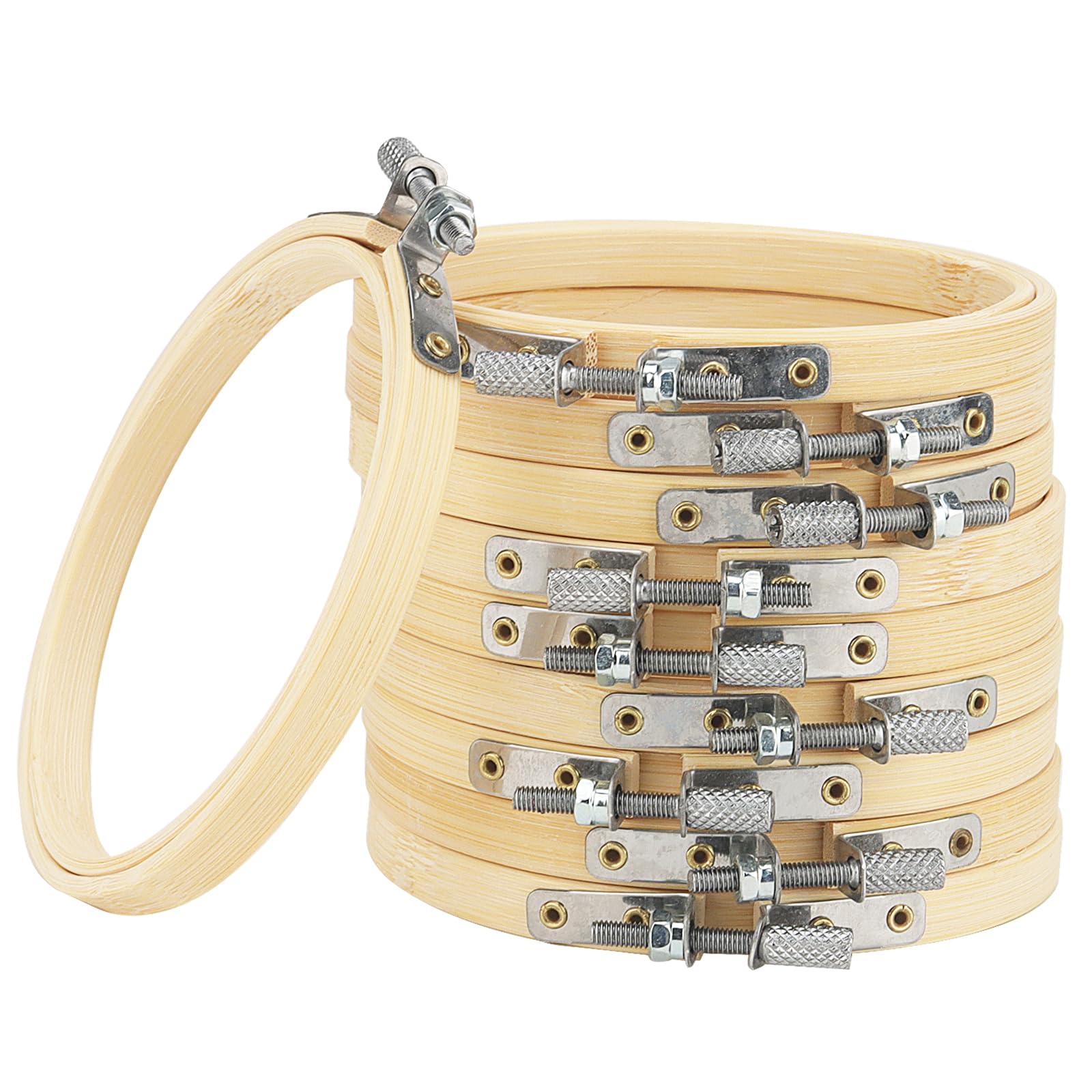 FAAING Pack of 10 Embroidery Hoops Wooden Round 10 cm, Bamboo Embroidery Hoop Small, Wooden Cross Stitch Embroidery Hoop for DIY Cross Stitch Embroidery Arts Crafts Sewing