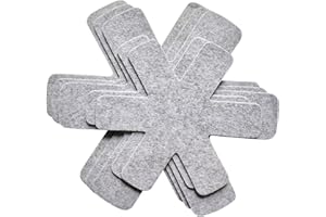 Fox Run Pots and Pans Protectors for Stacking, Set of 5 Grey Pan Liners, 2 Sizes