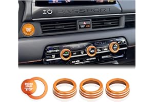 DvlynAuroa for Honda Passport 2026 Accessories, 5pcs Aluminum Alloy Knob Cover Trim Kit - Push Start & Air Conditioning (Orange)