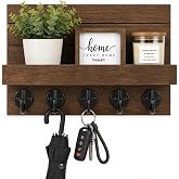 StorelySpace Key Holder for Wall, Decorative Key and Mail Holder, Key Holder Wall Mount with Shelf and Large Hooks, Easy Installation Key Rack for Entryway and Home Decor