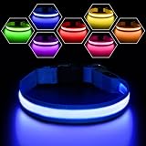 PcEoTllar Light Up Dog Collar USB Rechargeable 8 Modes 7 Colors Blue