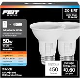 Feit Electric PAR20 LED Light Bulb, 50W Eq, 5CCT 6Way, 2 Pack | Dimmable, Adjustable White 2700K&ndash;5000K, E26 Medium Base, 90+ CRI, 450 Lumens, Damp Rated Spotlight Bulb, 22-Year Lifetime