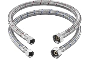 iVIGA 20-Inch Faucet Supply Lines: Braided Stainless Steel Flexible Faucet Hose Connector - 3/8" Compression x 1/2" FIP Water Supply Lines for Kitchen Bathroom Sink Hose Extension 2pcs