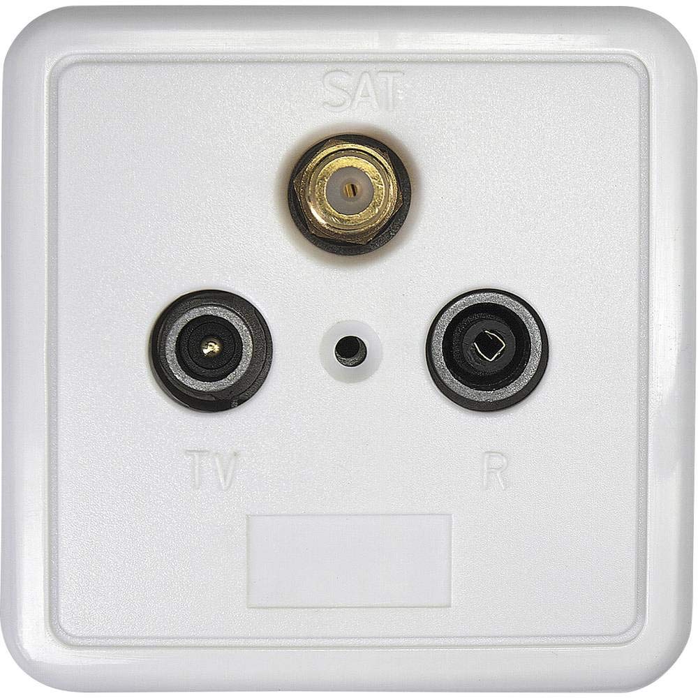 Axing SSD 2-10 wall socket pass-through outlet for Satellite and terrestrial with Cover plate and installation Frame