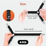 5 STARS UNITED Bed Sheet Holder Corner Straps 4 pcs Black Elastic Clips view 8