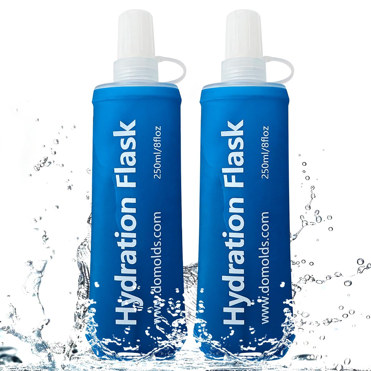 TXSN 250ML Soft Flask, Running Water Bottle Foldable TPU Hydration Flask for Running Hydration Pack Cycling Hiking Marathon, Pack of 2