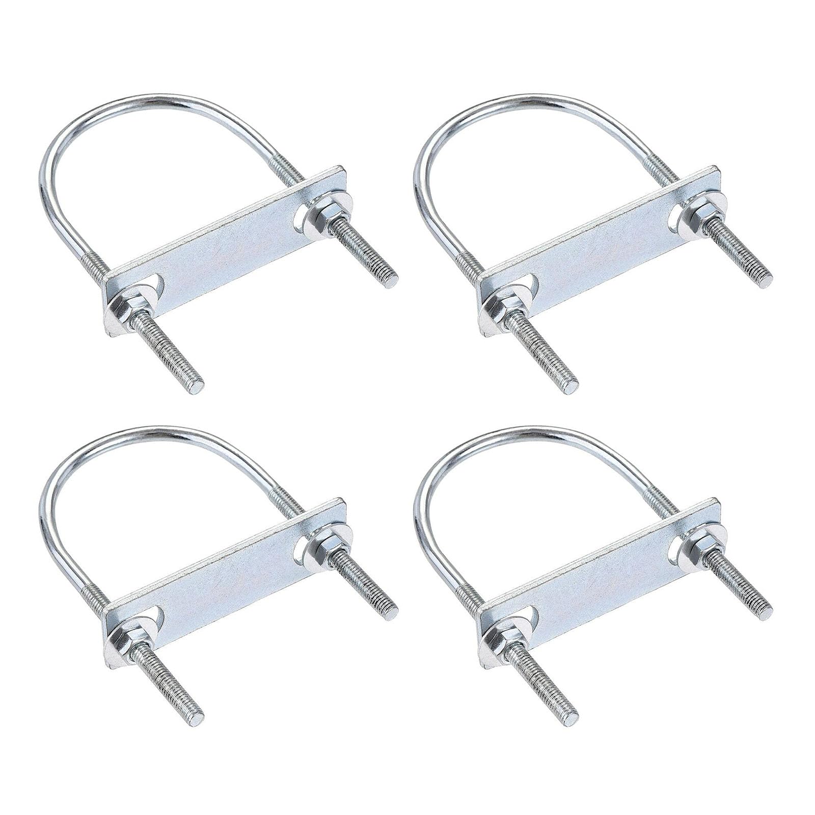 TA-VIGOR 4 sets M6 Round U-Bolts, 60mm Inner Width 110mm Length Steel U-Bolts with Nut, Plate, Washer for Attaching Piping Conduit Cable Tube Brackets Boat Trailer