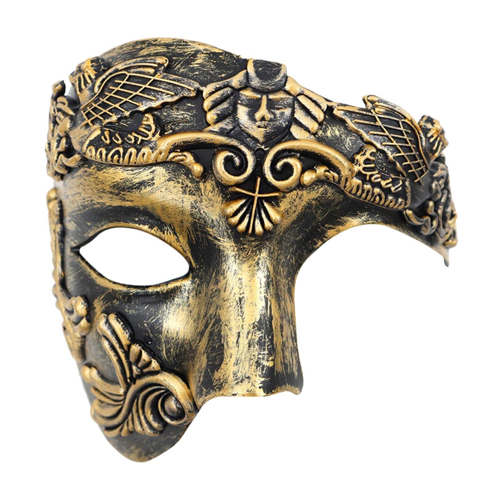 SHIFANQI Masquerade Mask for Men, Retro Phantom Of The Opera Mask, Vintage Venetian Mask for Ball Party, Mardi Gras, Carnival, Gold