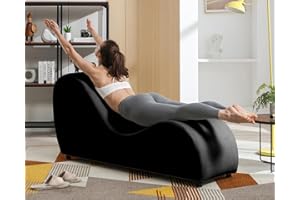 ADOWORE Yoga Chair for Adults, Curved Yoga Chaise Stretching, Exercising and Relaxing, Indoor Lounge Chaise for Living Room,Bedroom and Apartment - 61D x 18W x 28H Inch (Black)