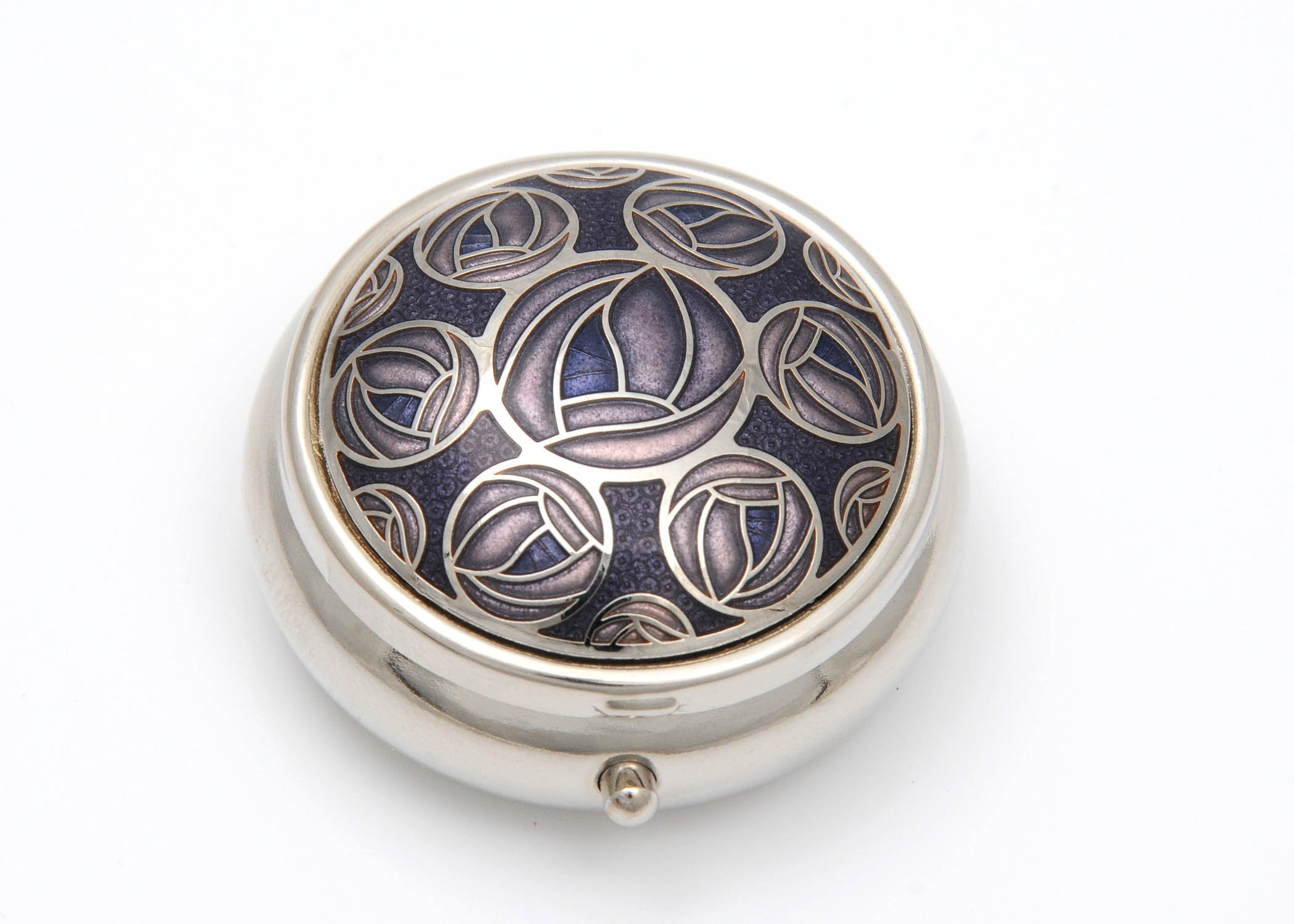 Sea Gems presented by Celtic Glass Designs Pill Box (Standard) in a Mackintosh Rose with Roses Border