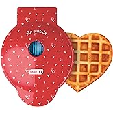 Dash Heart Mini Waffle Maker, 4-Inch Nonstick Surface, Red Heart Print | Heart Shaped Waffles for Valentine's Day, Small Waffle Iron &amp; Chaffle Maker, Mini Waffles for Kids &amp; Families
