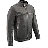 Milwaukee LeatherSFM1866 Men's Classic Black Moto Leather Jacket with Zipper Front