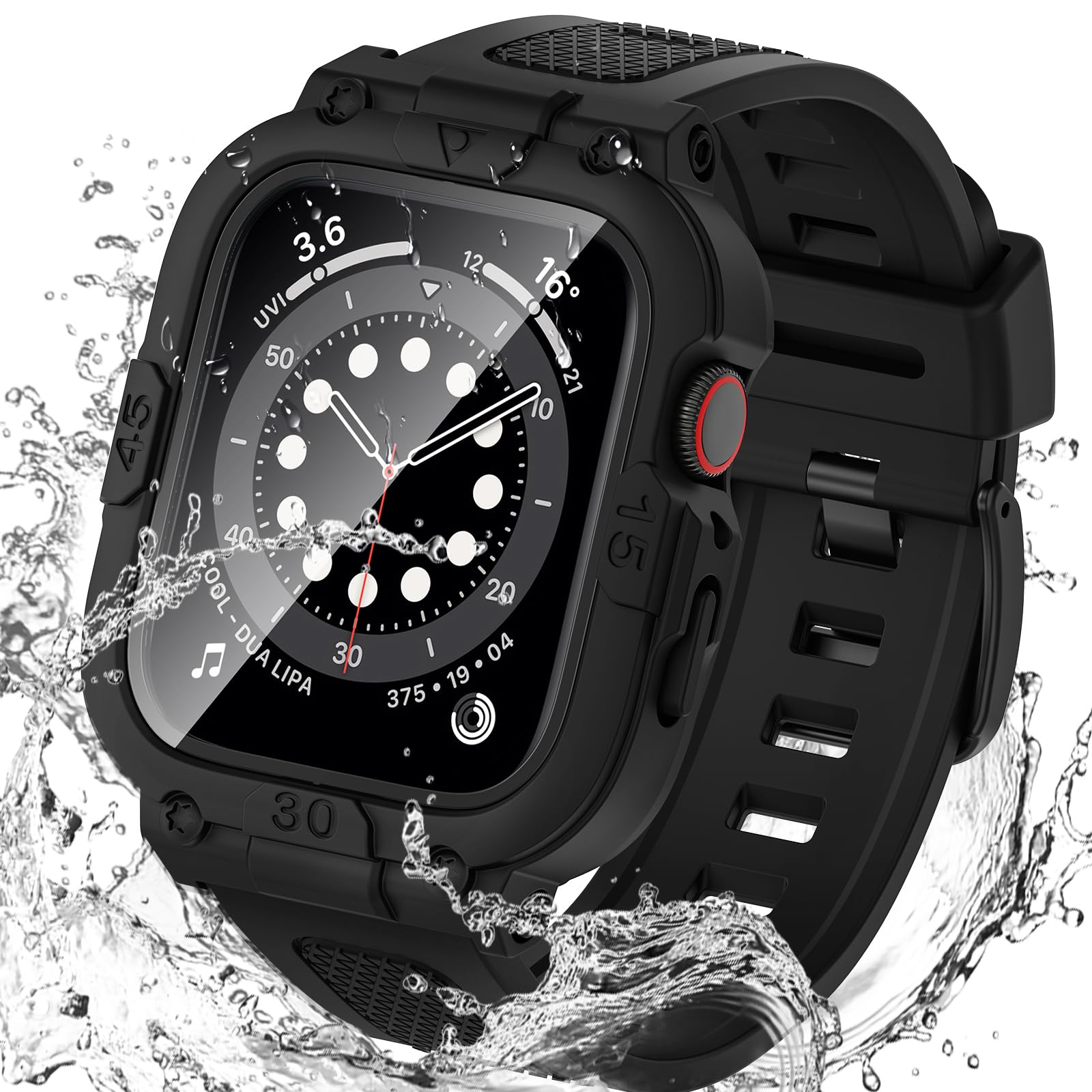 Photo 1 of Goton 3 in 1 Waterproof Case with Band for Apple Watch with Built-in Tempered Glass Screen Protector 40mm, 360° Shockproof Bumper Face Cover with Band for Apple Watch SE 3/SE 2/SE, Series 6/5/4, 40mm