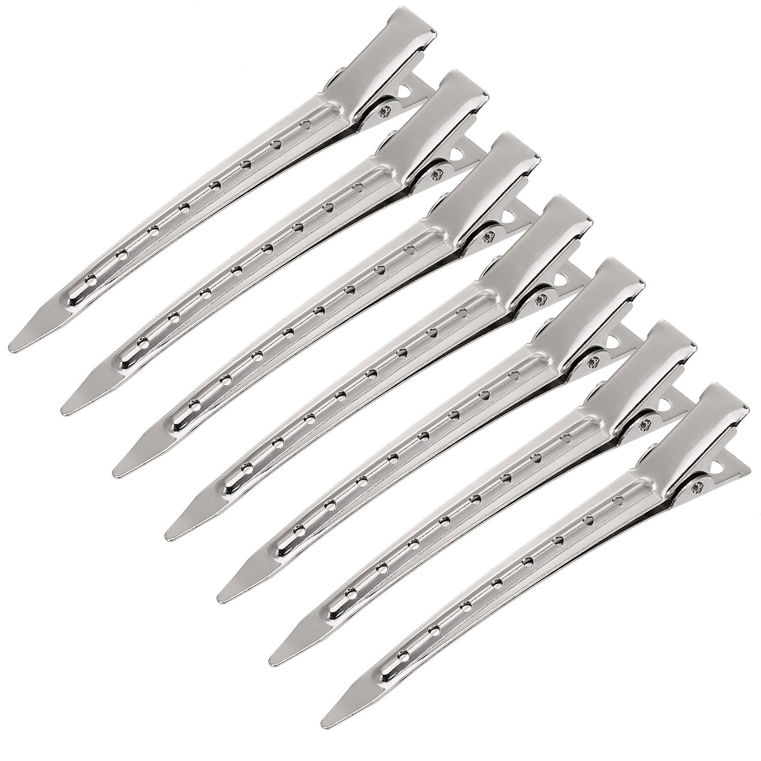 Hicarer 3.5 Inches Duck Bill Hair Clips Metal Alligator Curl Clips Sectioning Clips with Holes (Set A, 24 Pieces)