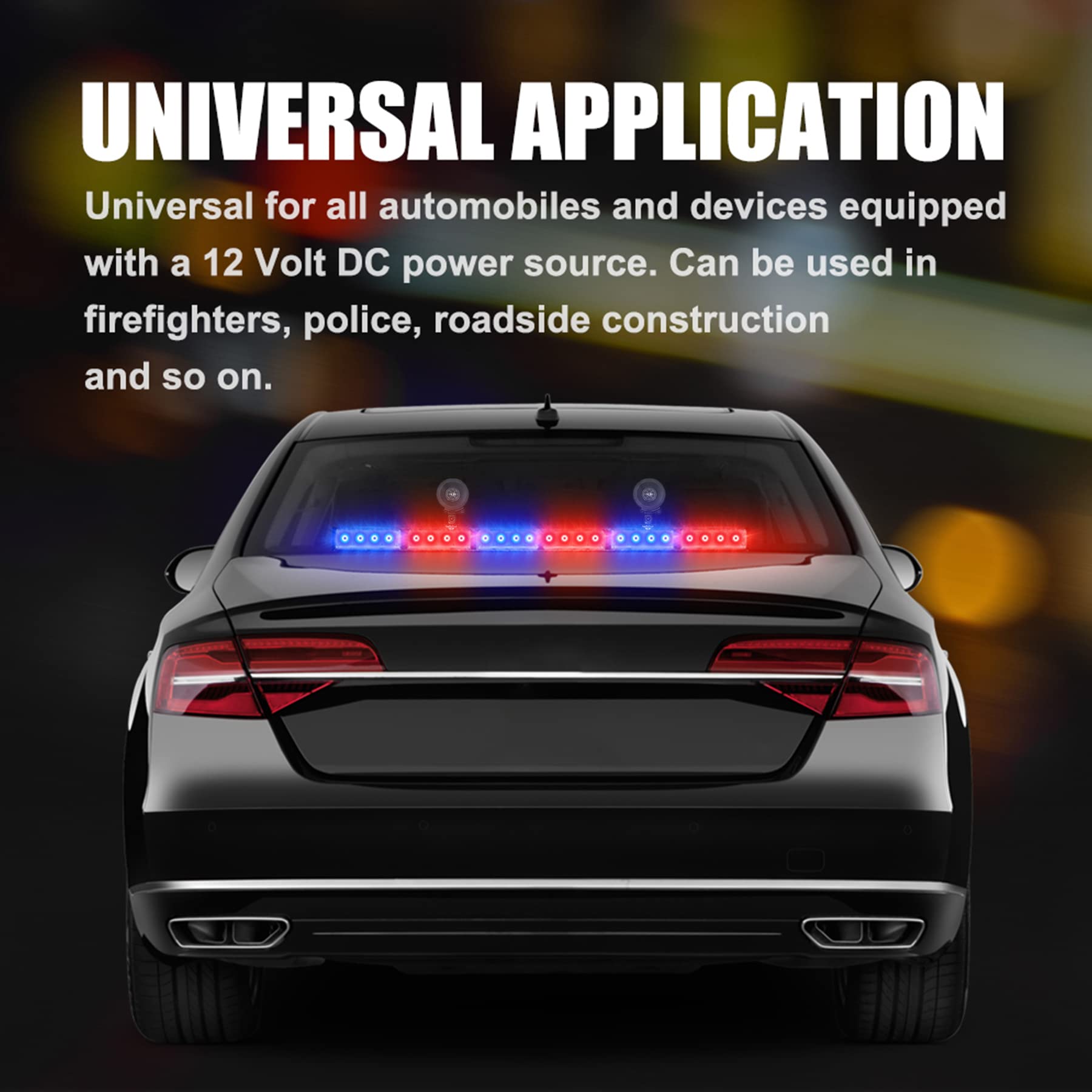 TeddyTT Red Blue Strobe Police Lights Bar Directional Traffic Advisor Warning Strobe Vehicle Visor Cop Light Bar Vehicles Suction Bracket 27 Inch 6 Panel Led Wireless Remote Control
