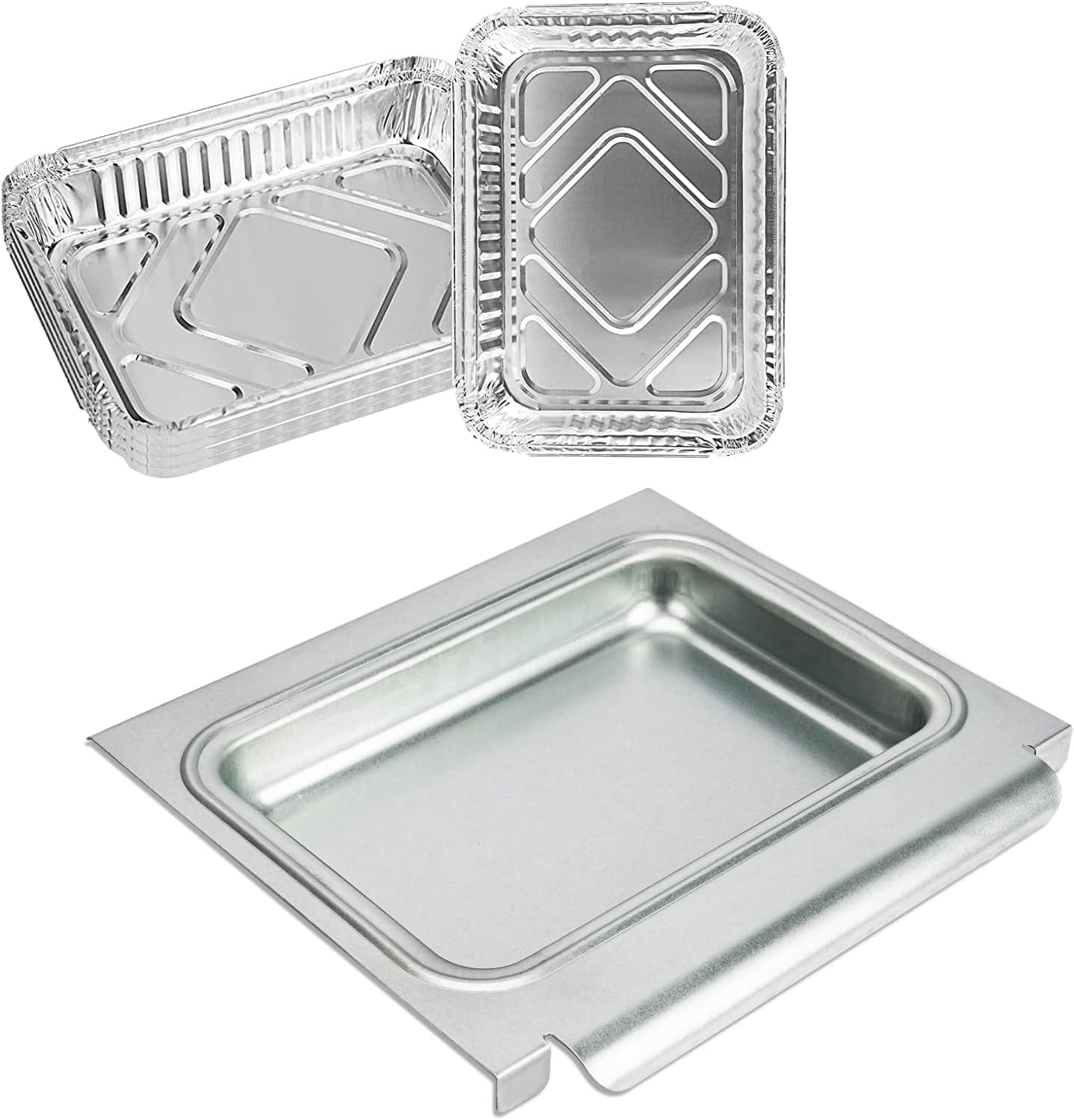 GFTIME 67047 Grill Drip Trays for Weber Spirit I II 200/300, Genesis I/II LX200/300 Series, Drip Tray for Weber Traveler with 6415 Aluminium Liner, Aluminium Drip Trays for Weber 67047, 6415, 83156