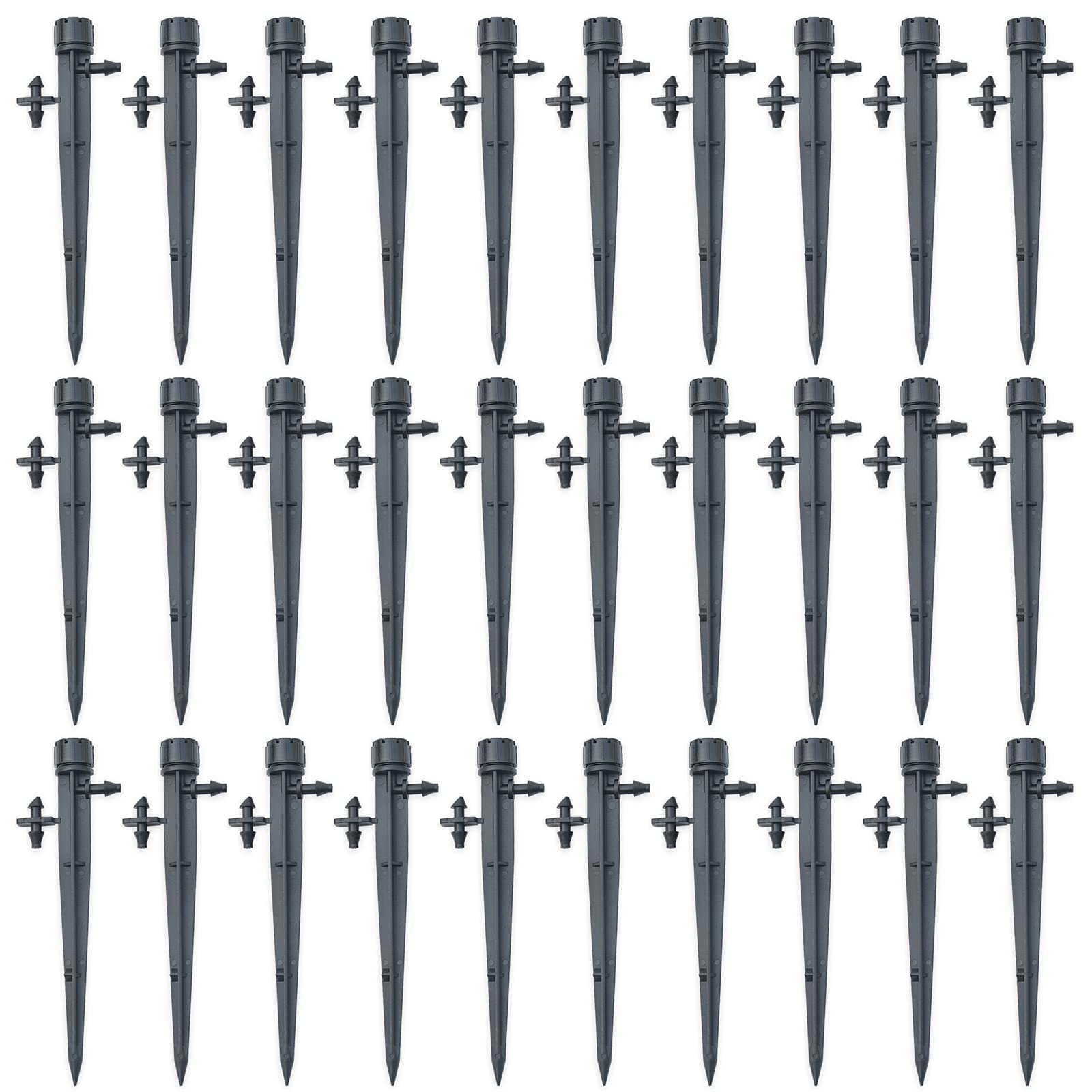 360 Degree Adjustable Irrigation Drippers with Barbed Connector for 4/7 mm Hose Tube Water Flow Drip Stakes Emitter Drip System Pack of 30 (Black)