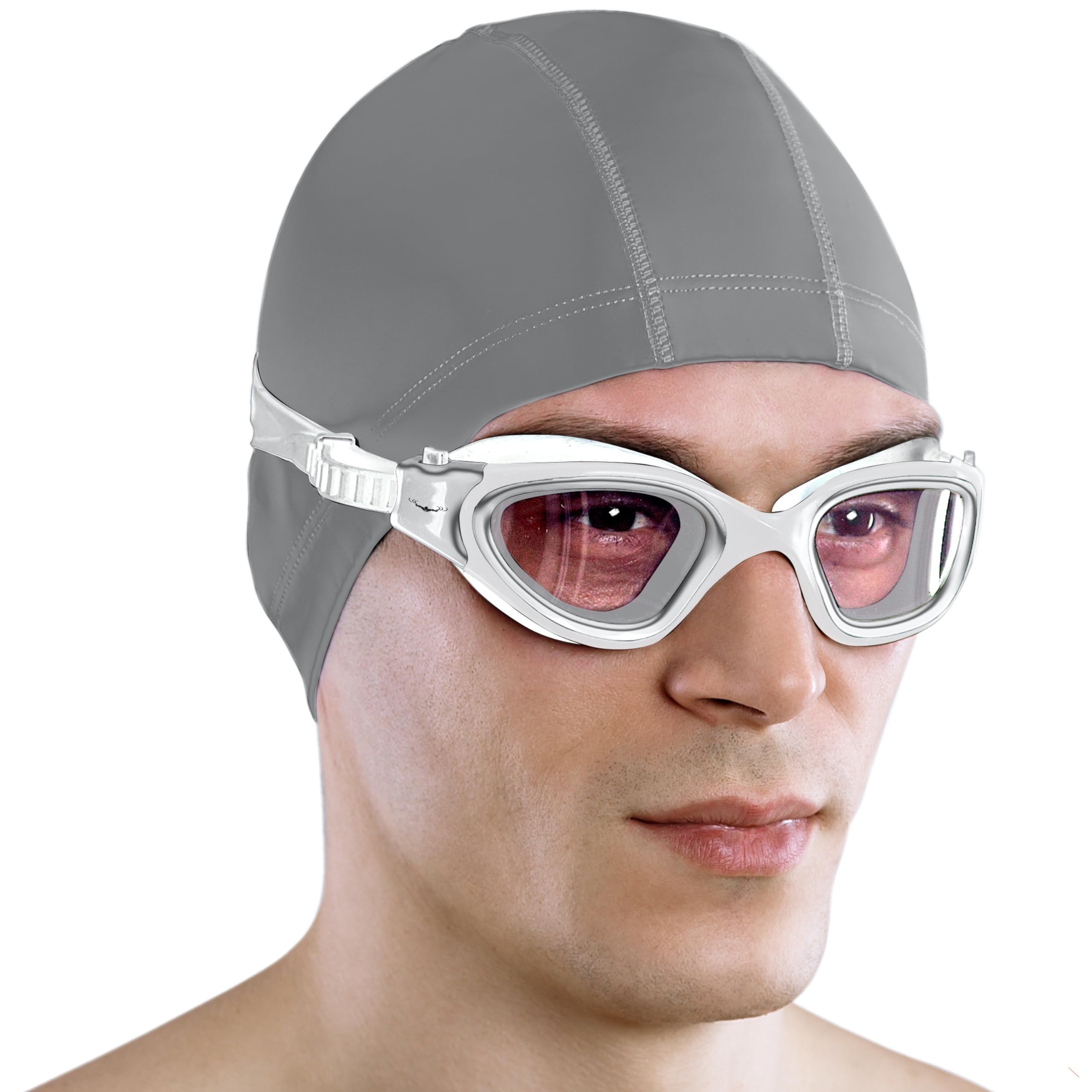 AqtivAqua Swimming Goggles Adult and Kids Goggles Kids 6-14 Men Women Swim Children Boys Girls Transition DX-H (Metallic Silver, Silver case, Photochromic lens)