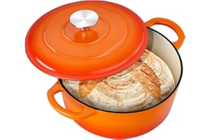 3QT Dutch Oven Pot with Lid, Leonyo 3 Quart Enameled Cast Iron Dutch Oven for Sourdough Bread Baking, Heavy Duty Cookware for