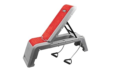Body Sculpture 3in1 Multifunktion Workout Bench höhenverstellbare Bank Steppbrett Trainingsbank Schrägbank verstellbare Rückenlehne mit Fitnessbändern