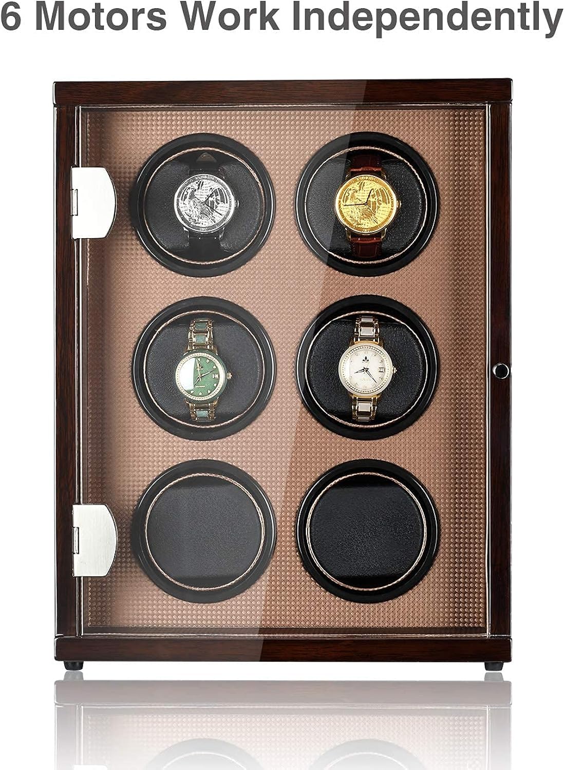 CHIYODA Automatic Watch Winder for 6 Watches, 6 Quiet Mabuchi Motors, LCD Display & Control Screen: Watches