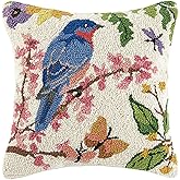 Peking Handicraft 30SER426C16SQ Bluebird Hook Pillow, 100% Wool and Cotton…