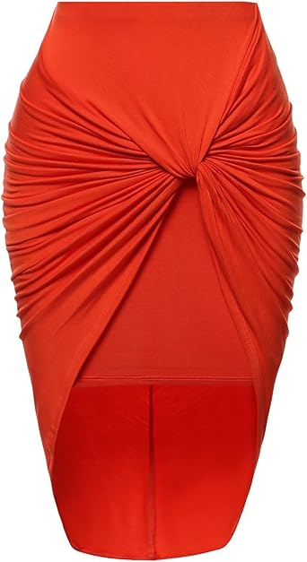 Sexy Fitted Front Knot Midi Skirt 