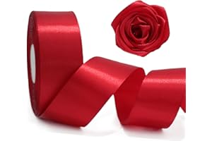 GROWDXZ Red ribbon 1-1/2 Inch Satin Ribbon Single Face Fabric Ribbon for Gift Wrapping, Roses Making, Bows, Flower Bouquet, H