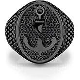 555Jewelry Stainless Steel Vintage Signet Nautical Pirate Sailor Anchor Ring for Men