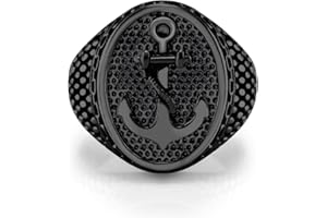 555Jewelry Stainless Steel Vintage Signet Nautical Pirate Sailor Anchor Ring for Men