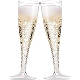 100 Plastic Champagne Flutes - 5 Oz Disposable Clear Champagne Glasses for Parties, Mimosa Bar, Events, Wedding and Shower Party Supplies - Toasting Cocktail Cups
