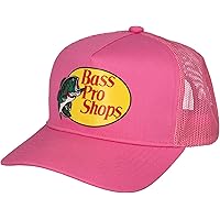 Bass Pro Shop Men's Trucker Hat Mesh Cap - Adjustable Snapback Closure - Great for Hunting & Fishing (Hot Pint), Pink