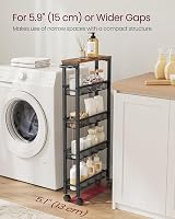 VASAGLE 5-Tier Kitchen Trolley 13 cm Deep Steel Frame Rustic Brown Black view 3