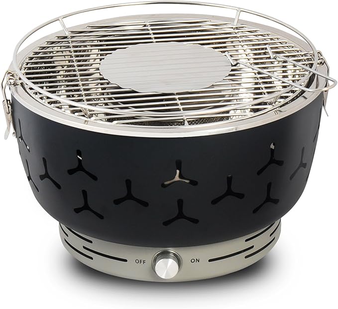 Griglia Portatile A Carbonella Con Termometro – Barbecue A Doppia Faccia Per Campeggio, Picnic E Affumicatura, Leggera E Durevole